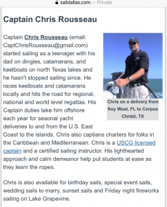 captain chris rousseau grapevine lake sailing club 2